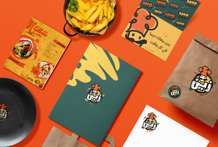 Zain restaurant 三明治西式快餐餐廳餐飲logo設計vi設計，疏漏的手繪風格