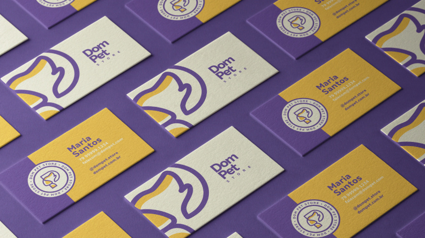 Dom Pet Store 寵物食品專賣店品牌logo設(shè)計vi設(shè)計，首字母+狗頭線條logo