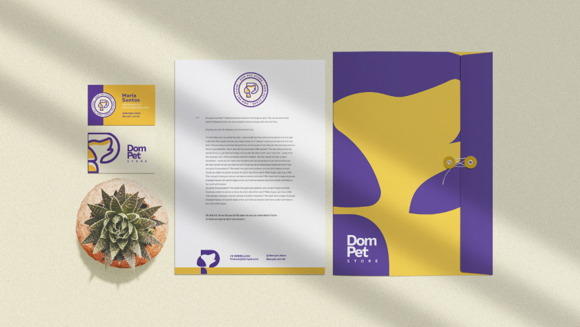 Dom Pet Store 寵物食品專賣店品牌logo設(shè)計vi設(shè)計，首字母+狗頭線條logo