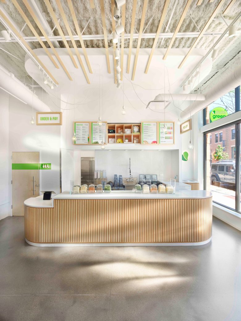 Pure Green 綠色食品果汁飲品店鋪si空間設計“北歐簡約樺木自然原木風格”