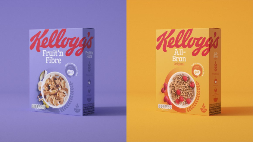 凱洛格早餐桌主食品牌包裝設(shè)計，簡約風(fēng)格突出品牌logo與自然谷物