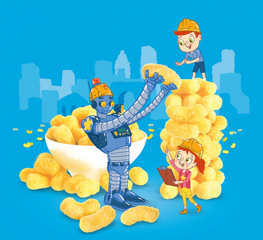 Ukhtyshek兒童休閑食品包裝設計，一起探索世界的男孩女孩插畫設計