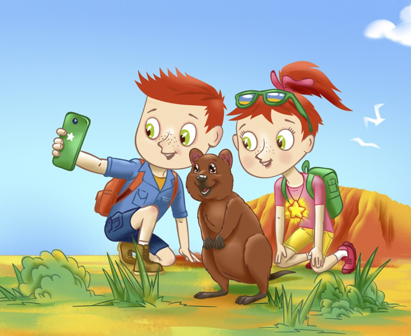 Ukhtyshek兒童休閑食品包裝設計，一起探索世界的男孩女孩插畫設計