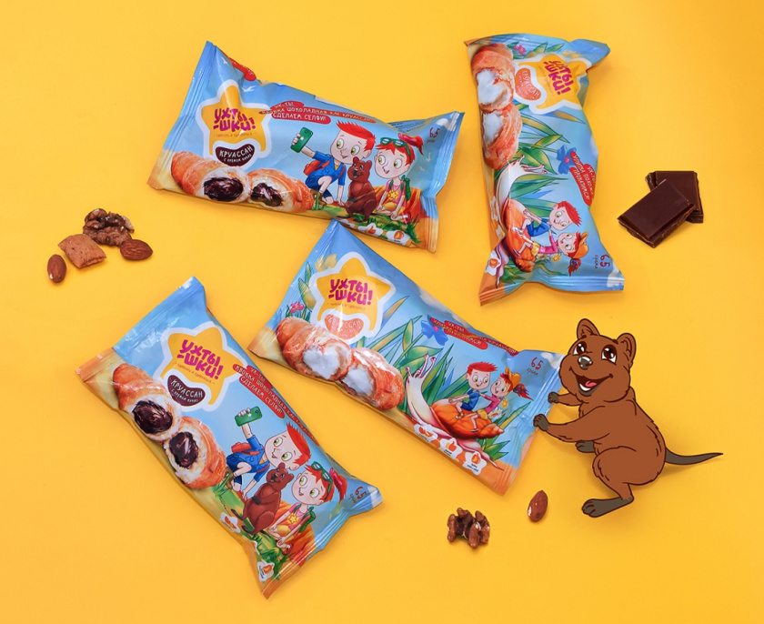Ukhtyshek兒童休閑食品包裝設計，一起探索世界的男孩女孩插畫設計
