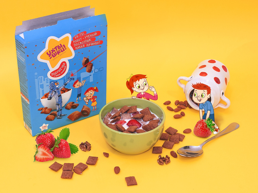 Ukhtyshek兒童休閑食品包裝設計，一起探索世界的男孩女孩插畫設計