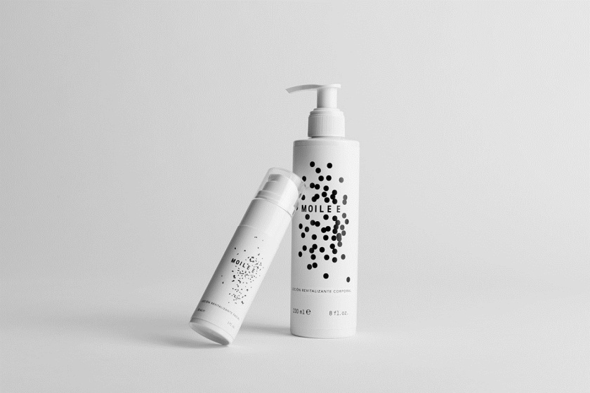 Moilee 化妝護膚品品牌命名與包裝設計，描繪皮膚細胞分子視圖