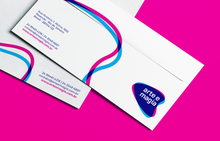 Arte e Magia兒童青少年舞蹈教育機構(gòu)品牌vi視覺形象設(shè)計，彎曲漸變色塊的疊加