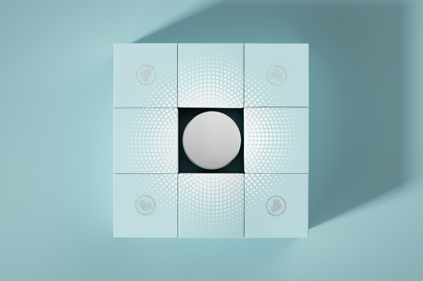 Restet醫(yī)美化妝品包裝設(shè)計(jì)，字母R+動(dòng)態(tài)圓點(diǎn)元素