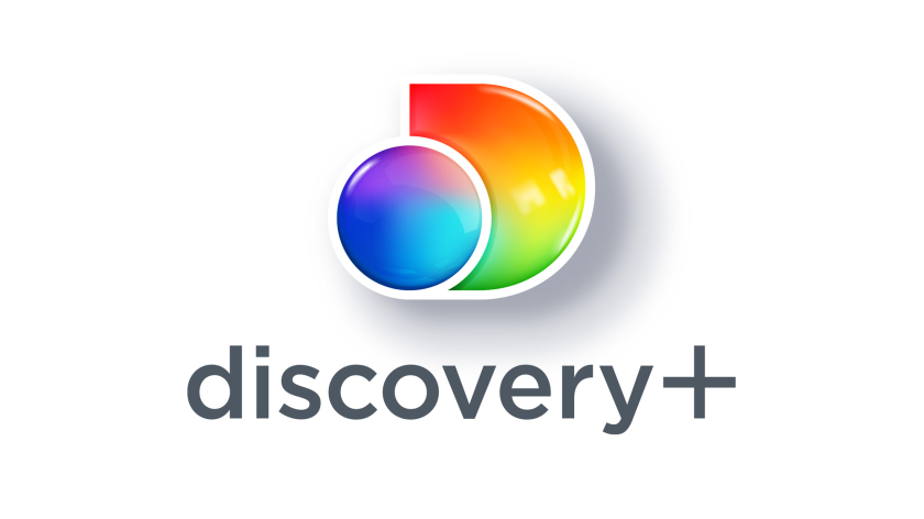 Discovery+探索電視節(jié)目頻道品牌logo設(shè)計(jì)，光譜色幾何D和一個(gè)圓的結(jié)合