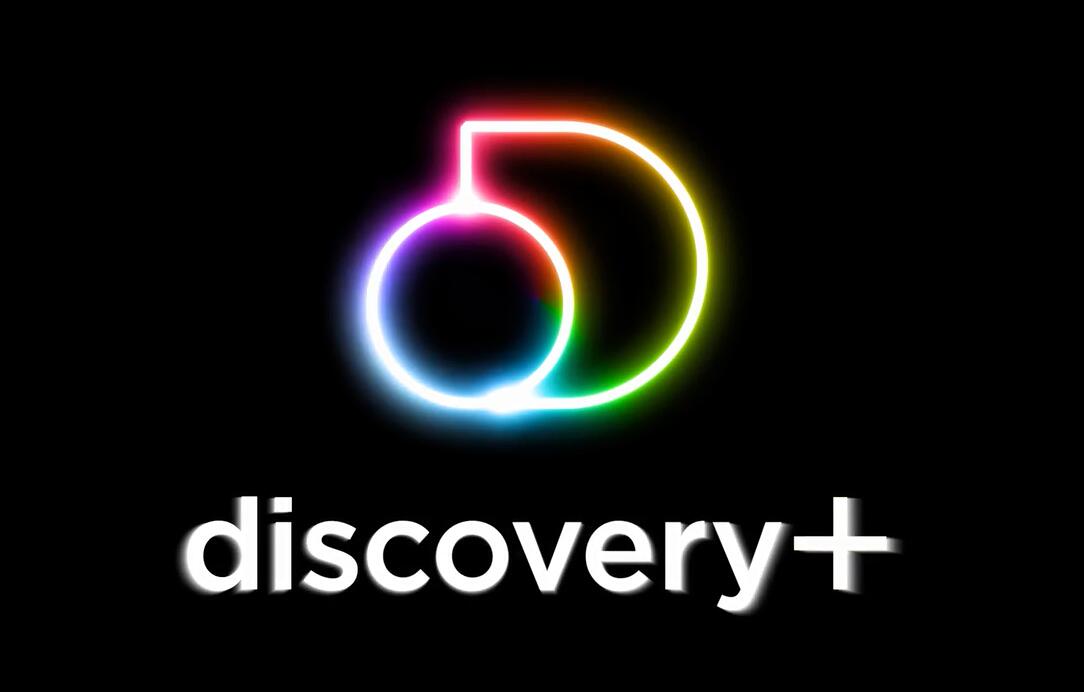 Discovery+探索電視節(jié)目頻道品牌logo設(shè)計(jì)，光譜色幾何D和一個(gè)圓的結(jié)合