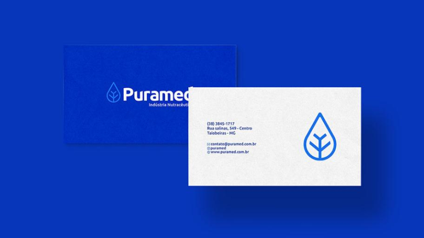 Puramed食品營養(yǎng)補(bǔ)充劑制造企業(yè)公司logo設(shè)計(jì)vi設(shè)計(jì)，相互嵌套六邊形輔助圖形設(shè)計(jì)