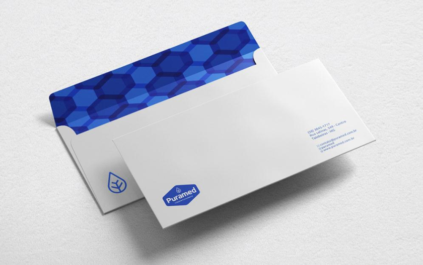 Puramed食品營養(yǎng)補(bǔ)充劑制造企業(yè)公司logo設(shè)計(jì)vi設(shè)計(jì)，相互嵌套六邊形輔助圖形設(shè)計(jì)