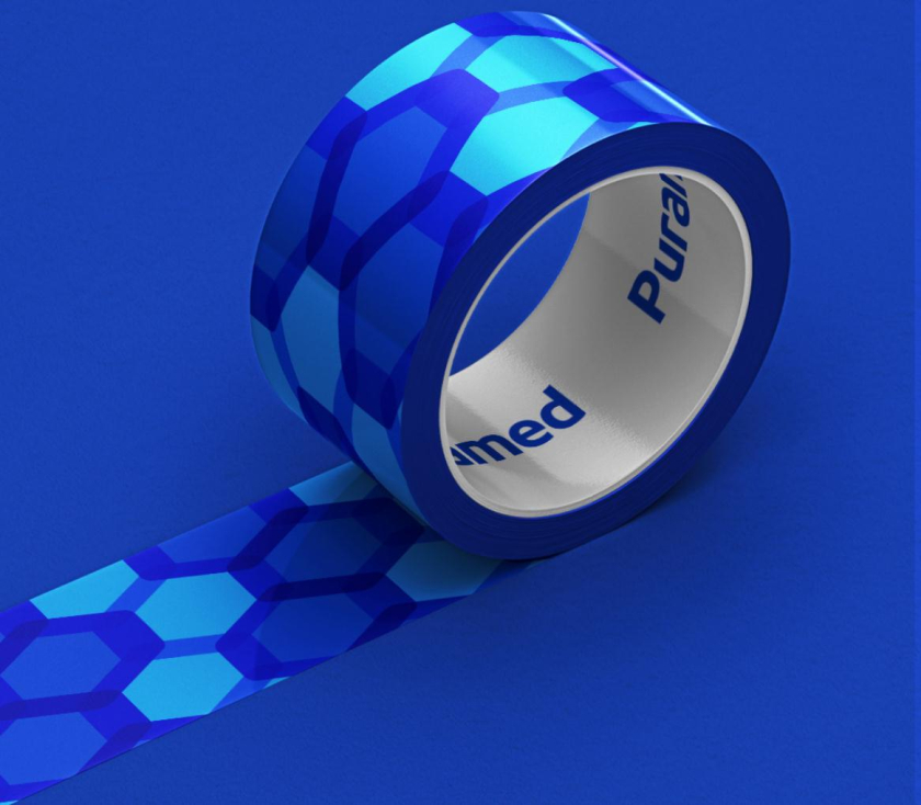 Puramed食品營養(yǎng)補(bǔ)充劑制造企業(yè)公司logo設(shè)計(jì)vi設(shè)計(jì)，相互嵌套六邊形輔助圖形設(shè)計(jì)