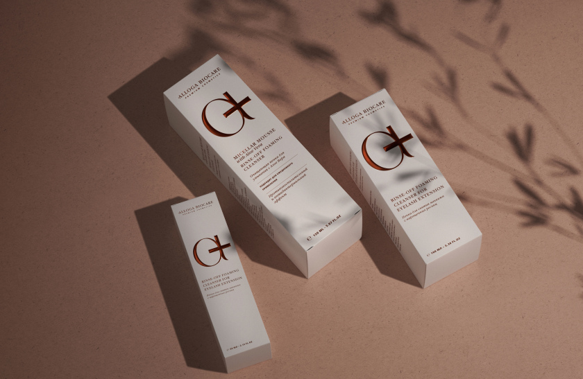 Alloga Biocare高端化妝品包裝設計,古銅色“a+”連字形成醫(yī)學和美學關(guān)系視覺符號 Alloga Biocare高端化妝品包裝設計,古銅色“a+”連字形成醫(yī)學和美學關(guān)系視覺符號