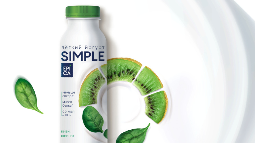 Epica Simple 低糖酸奶包裝設(shè)計，酸奶添加的谷物及水果顆粒，組成O字符號