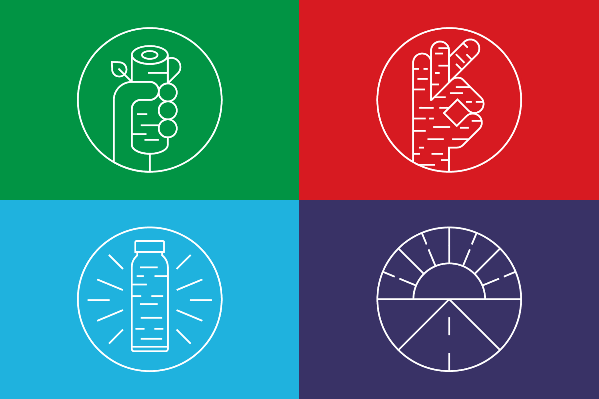 S?pp薩普純天然樺樹瓶裝飲用水包裝設計，分層漸變色塊設計