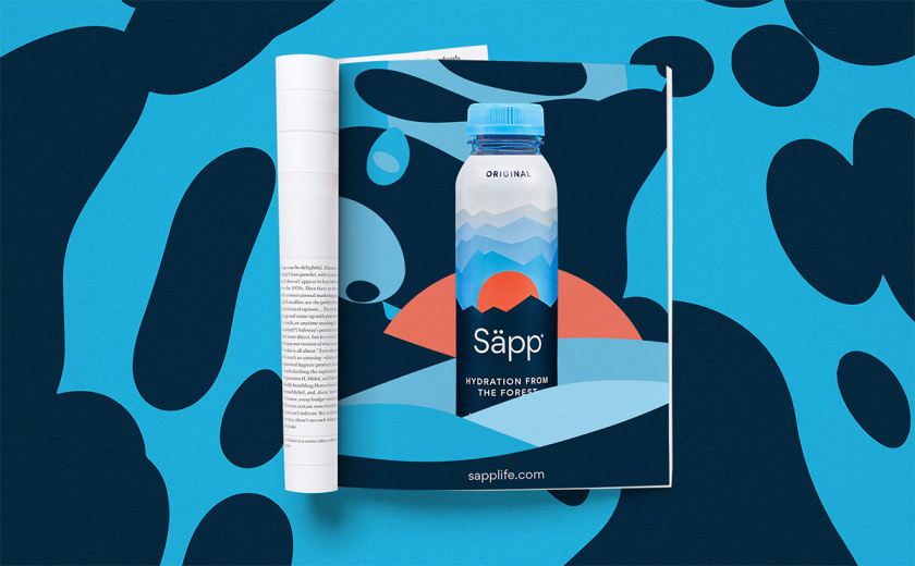 S?pp薩普純天然樺樹瓶裝飲用水包裝設計，分層漸變色塊設計