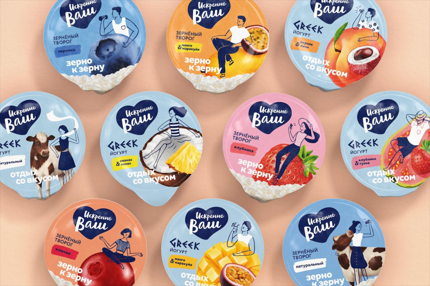 Truly Yours 酸奶包裝設(shè)計(jì)，人物與水果虛實(shí)結(jié)合的插畫(huà)設(shè)計(jì)手法