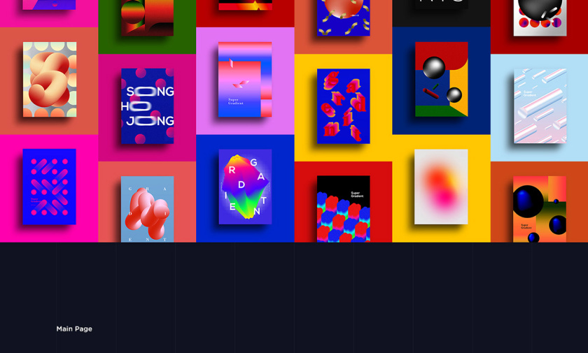 Super Gradient 超梯度品牌網站概念設計，超明亮炫酷漸變色設計