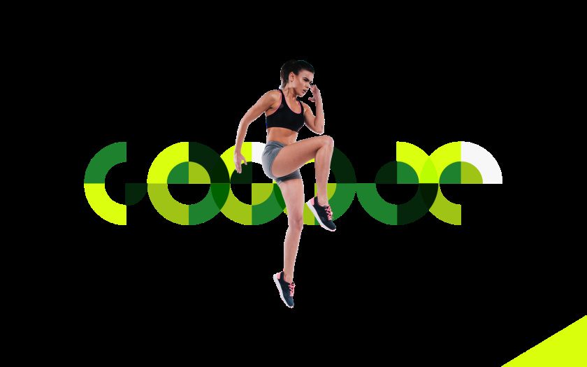 Goodbe健身中心品牌形象設(shè)計，一個積極活力和動態(tài)綠色的鏈接形象