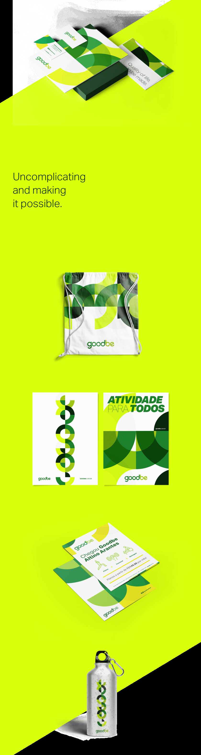 Goodbe健身中心品牌vi形象設(shè)計，一個積極活力和動態(tài)綠色的鏈接形象