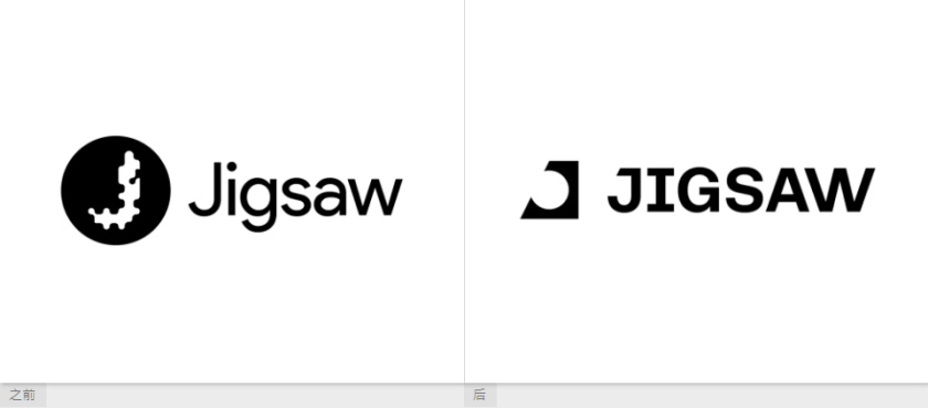 Jigsaw 安全技術(shù)科技公司logo設(shè)計(jì)vi設(shè)計(jì)，剪切的幾何圖形