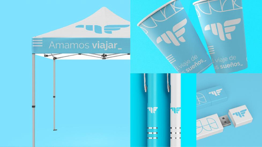 Freedom 旅游公司logo設(shè)計(jì)vi設(shè)計(jì)，輕快的淺藍(lán)色風(fēng)格