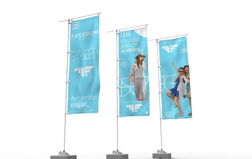 Freedom 旅游公司logo設(shè)計(jì)vi設(shè)計(jì)，輕快的淺藍(lán)色風(fēng)格