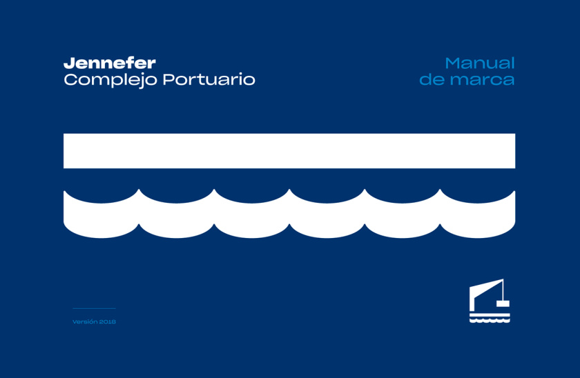 Jennefer國(guó)際港口品牌vi形象設(shè)計(jì)logo設(shè)計(jì)，大型起吊機(jī)元素與沉穩(wěn)活力藍(lán)色配色-輔助圖形設(shè)計(jì)