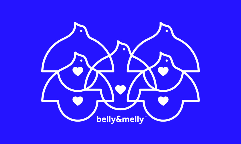 belly&melly 母嬰用品品牌logo設(shè)計(jì)vi設(shè)計(jì)，小鳥(niǎo)+燈泡+心形