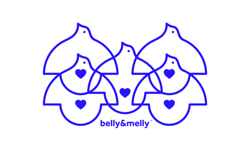 belly&melly 母嬰用品品牌logo設(shè)計(jì)vi設(shè)計(jì)，小鳥(niǎo)+燈泡+心形