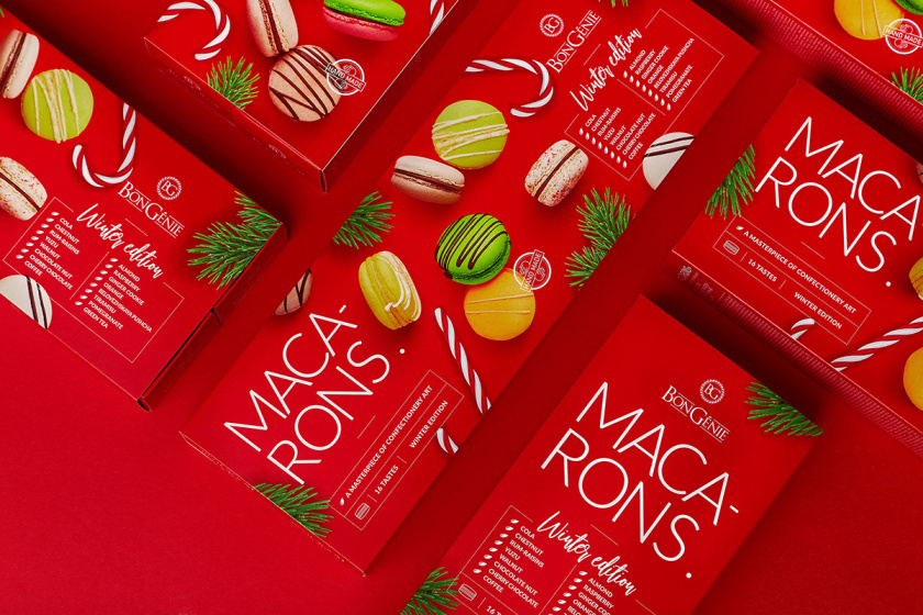 BonGenie馬卡龍糕點(diǎn)節(jié)日禮品裝食品包裝設(shè)計(jì),喜慶紅色+糕點(diǎn)照片 BonGenie馬卡龍糕點(diǎn)節(jié)日禮品裝食品包裝設(shè)計(jì),喜慶紅色+糕點(diǎn)照片