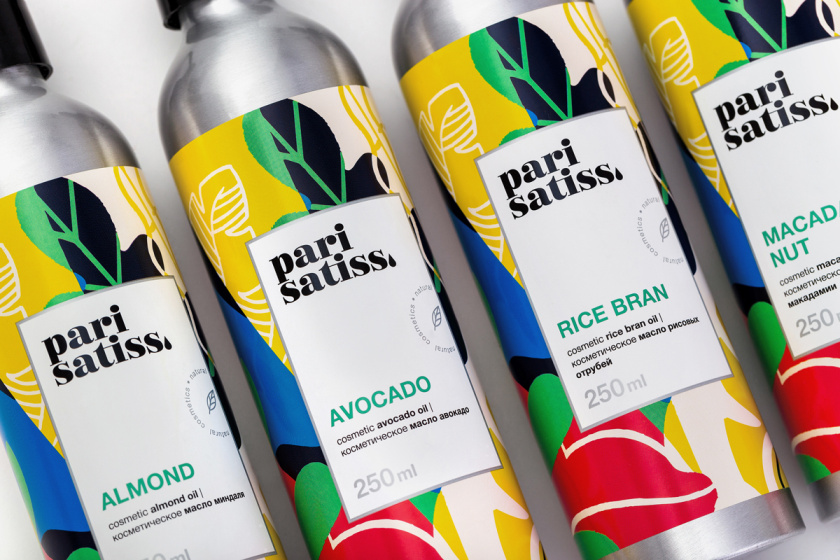 Pari Satiss天然化妝品包裝設(shè)計(jì)，天然有機(jī)植物抽象插畫(huà)圖案