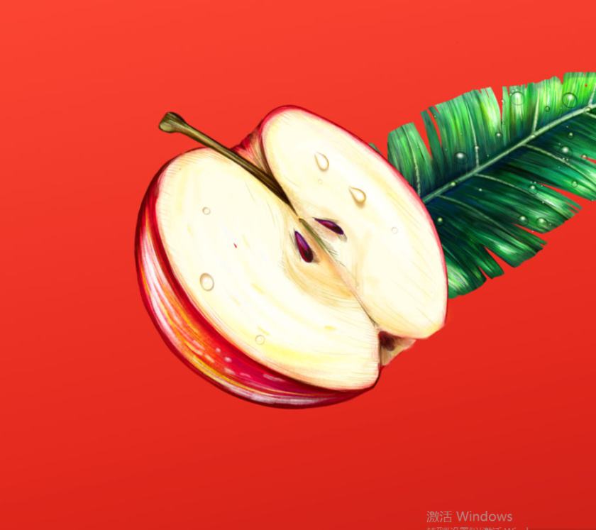 Wild Leaf 野葉硬茶水果混合茶飲飲料易拉罐包裝設(shè)計(jì)，紅色熱帶雨林插畫風(fēng)格-蘋果插畫