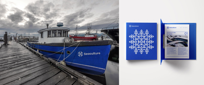 Seaculture 海水養(yǎng)殖海鮮品牌logo與vi識(shí)別設(shè)計(jì),四個(gè)線條魚組合 Seaculture 海水養(yǎng)殖海鮮品牌logo與vi識(shí)別設(shè)計(jì),四個(gè)線條魚組合