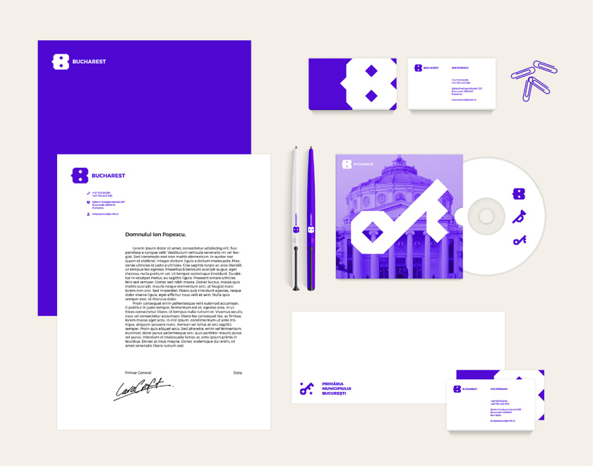 Bucharest布加勒斯特城市品牌vi視覺形象設計logo設計,單色幾何風格 Bucharest布加勒斯特城市品牌vi視覺形象設計logo設計,單色幾何風格