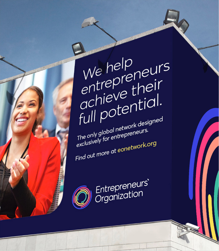 EO企業(yè)家組織協(xié)會(huì)機(jī)構(gòu)logo設(shè)計(jì)與品牌視覺形象vi設(shè)計(jì)，動(dòng)態(tài)風(fēng)格多層圓形線條