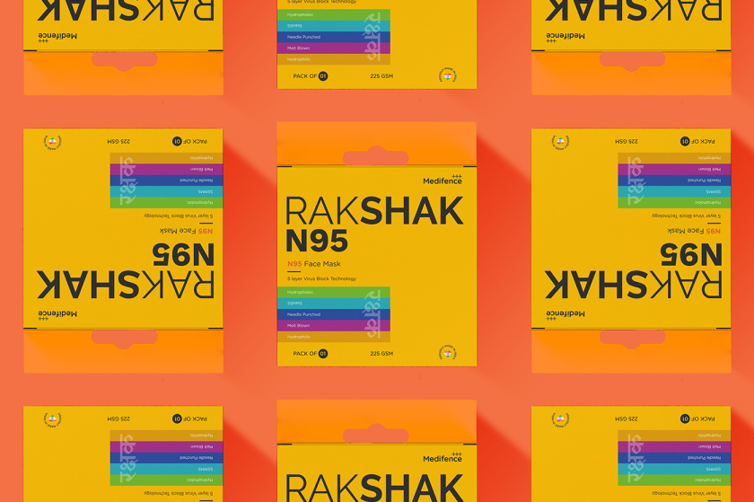 N95口罩明亮的彩色零售包裝設(shè)計