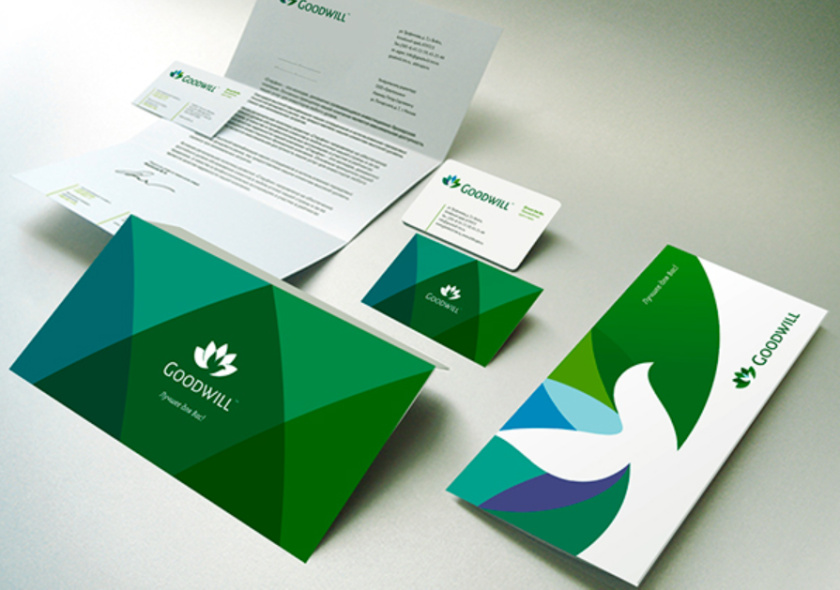 Goodwill 糧食面粉企業(yè)品牌logo設(shè)計(jì)與品牌形象識別設(shè)計(jì)，小鳥與花朵結(jié)合元素