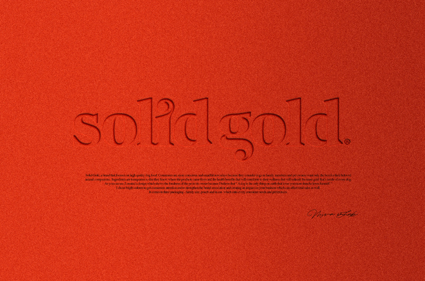 Solid Gold 純金狗糧包裝設計，寵物與主人的簡約扁平插畫風格