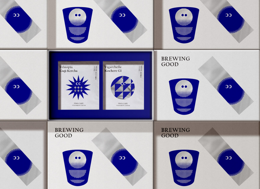 NMA CAFE 咖啡包裝設(shè)計(jì)“單色幾何元素”風(fēng)格