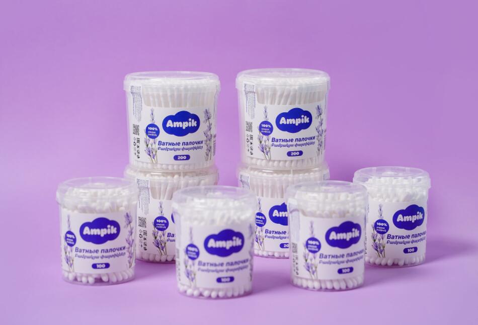 Ampik 安皮克消毒棉簽品牌命名與包裝設計，蓬松的云彩符號代表柔軟的棉花