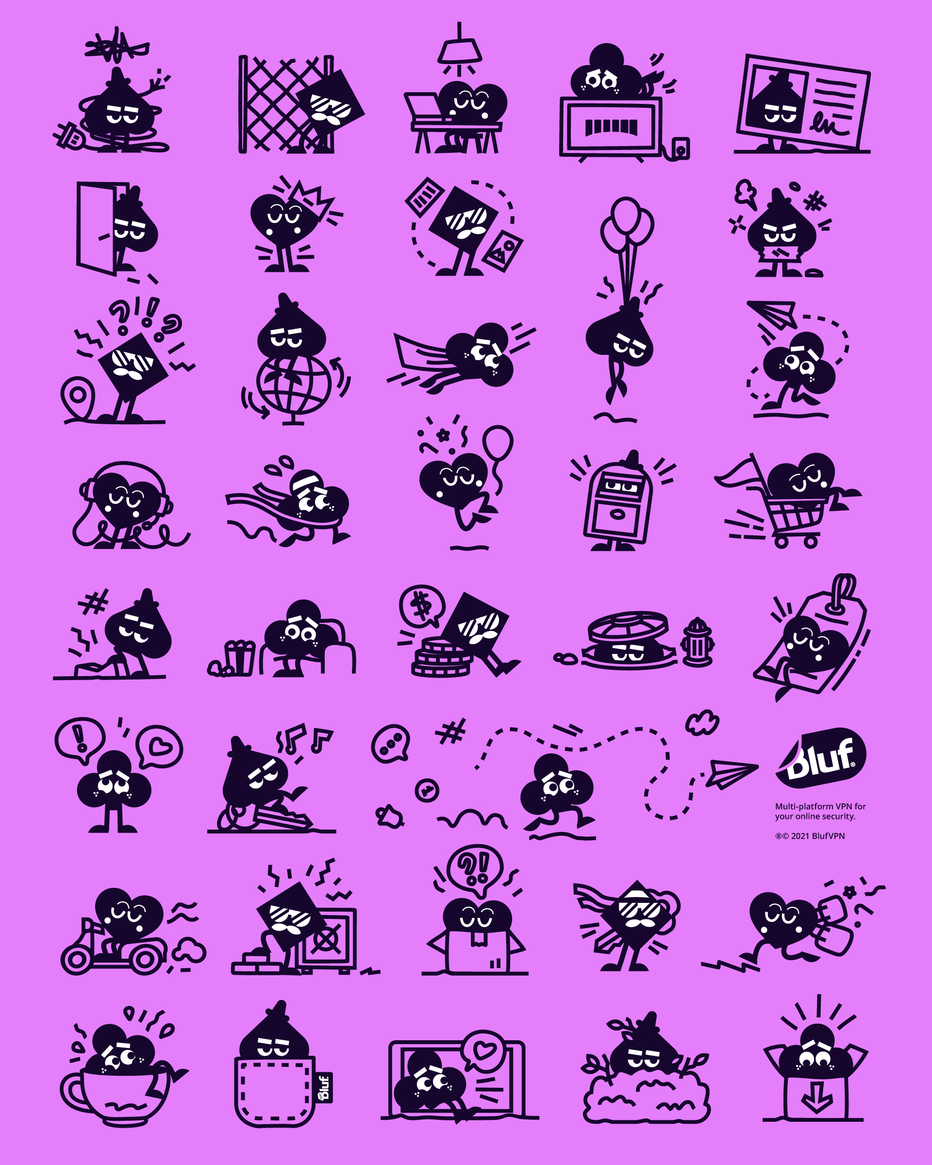 Bluf翻墻與隱私保護(hù)VPN軟件品牌設(shè)計(jì)ip卡通-基于撲克牌套裝的人物:鉆石(?)、球桿(?)、心(?)和黑桃(?)。 Bluf翻墻與隱私保護(hù)VPN軟件品牌設(shè)計(jì)ip卡通-基于撲克牌套裝的人物:鉆石(?)、球桿(?)、心(?)和黑桃(?)。