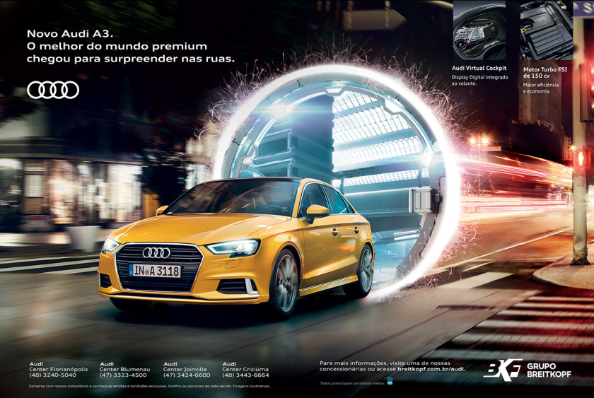 Audi 奧迪 A3 汽車(chē)宣傳主KV平面廣告設(shè)計(jì)“超時(shí)空傳送”篇
