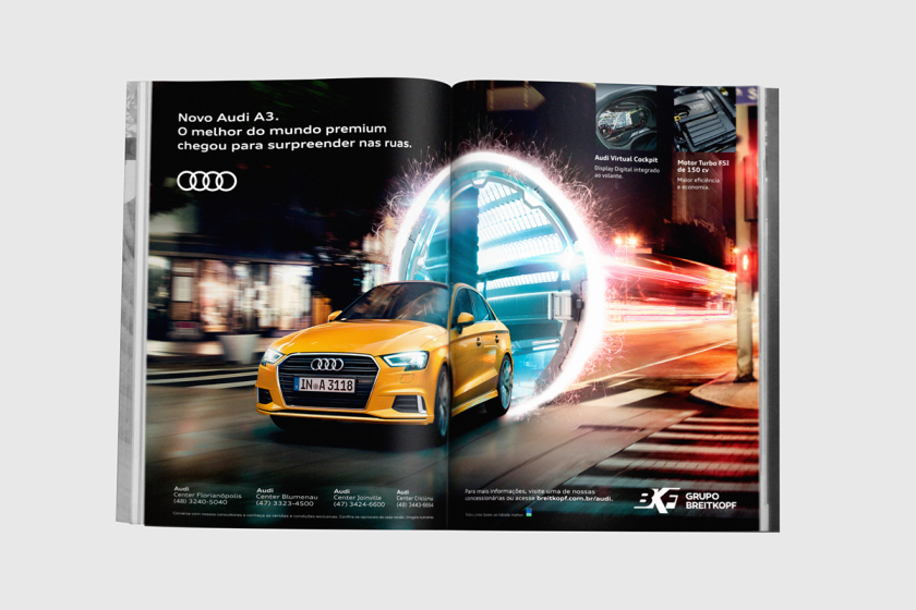 Audi 奧迪 A3 汽車(chē)宣傳主KV平面廣告設(shè)計(jì)“超時(shí)空傳送”篇