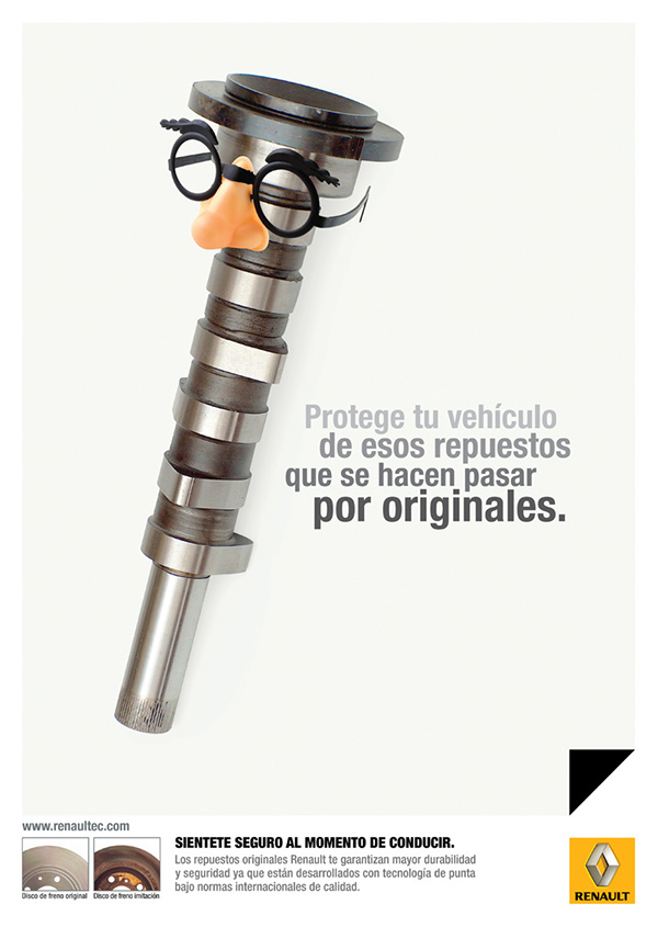 雷諾汽車原廠汽車配件平面廣告設(shè)計，不要假冒配件傷害