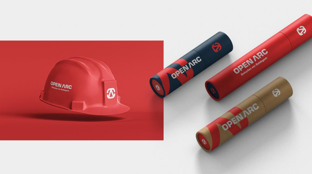 Open Arc 焊接解決方案公司企業(yè)視覺形象識別設(shè)計，字母O+A電弧打開圖形