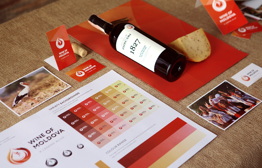 摩爾多瓦釀酒師協(xié)會(huì)logo設(shè)計(jì)“地圖+酒滴+葡萄+白鸛展翅+火”