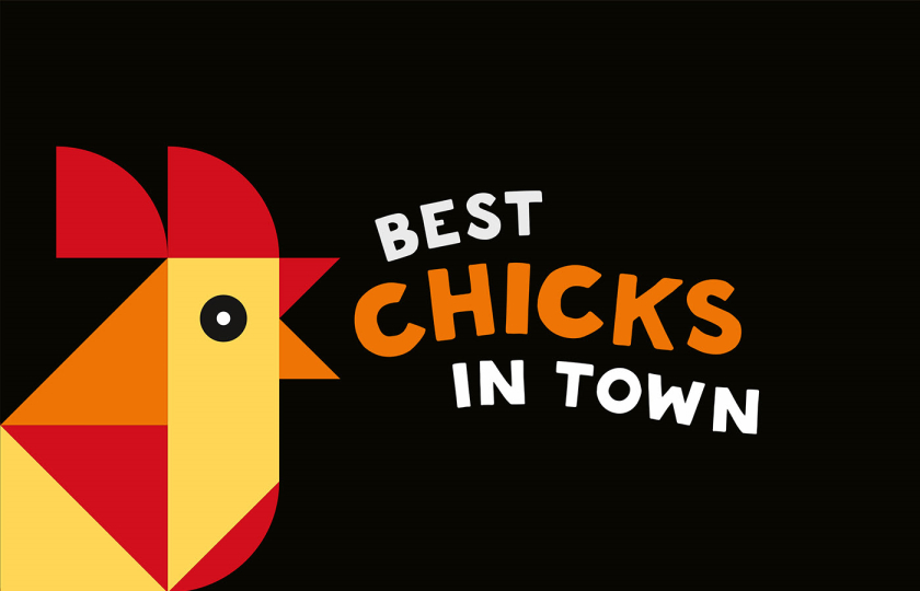 Chicken Cafe 幾何色塊小雞咖啡餐飲”LOGO+輔助圖形”設(shè)計(jì)