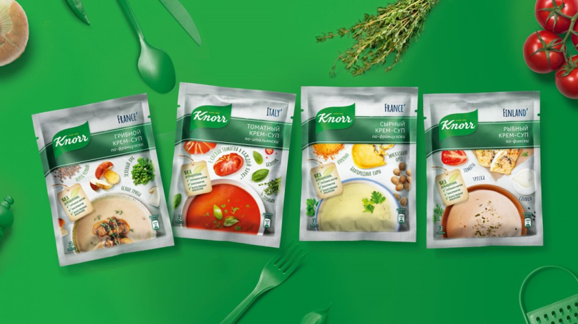 家樂袋裝濃湯寶包裝設(shè)計(jì)“奶油”系列，逼真新鮮食材風(fēng)格